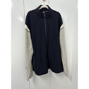 Armani Exchange A|X Mens Navy Grey White Wool Knit Full Zip Jacket 2XL *READ*